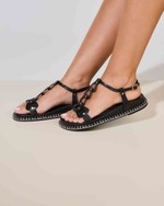 Sandália Flatform Pespontos Iza Preto