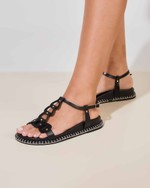 Sandália Flatform Pespontos Iza Preto