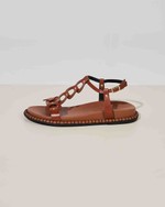 Sandália Flatform Pespontos Iza Caramelo