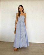 Vestido Midi Laura Listrado Azul