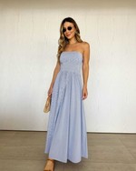 Vestido Midi Laura Listrado Azul