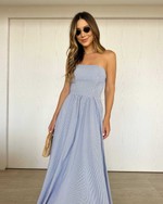 Vestido Midi Laura Listrado Azul