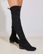 Bota Over Suede Salto Baixo Preto