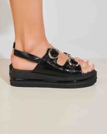 Sandália Flatform Fivelas Antônia Preto