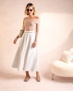 Blusa Tricô Ombro a Ombro Bege