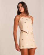 Short Saia Bordado Lara Areia