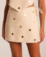 Short Saia Bordado Lara Areia