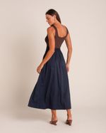 Saia Midi Evasê Azul Marinho