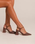 Scarpin Salto Bloco Alice Marrom