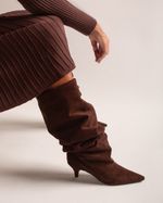 Bota Cano Alto Slouchy Marrom Café