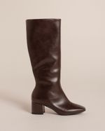 Bota Cano Alto Salto Bloco Skin Marrom