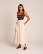Saia Midi Evasê Areia