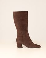 Bota Cano Alto de Camurça Aline Marrom