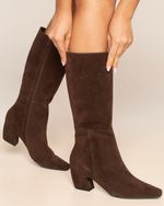 Bota Cano Alto de Camurça Aline Marrom