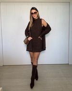 Bota Cano Alto de Camurça Aline Marrom