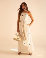 Vestido Longo Amanda Poá Off-White