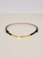 Cinto Fino Maxi Placa Dourada Preto