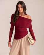 Blusa Tule Georgia Burgundy