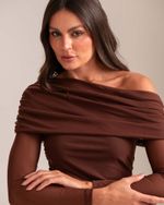 Blusa Tule Georgia Marrom