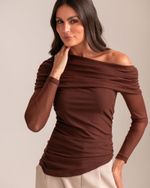 Blusa Tule Georgia Marrom