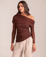 Blusa Tule Georgia Marrom