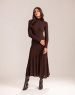 Vestido Midi Tricô Suzane Marrom