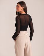 Blusa Manga Longa Tule Ane Preto