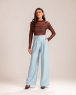 Blusa Manga Longa Tule Ane Marrom