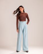 Blusa Manga Longa Tule Ane Marrom