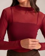 Blusa Manga Longa Tule Ane Burgundy