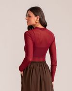 Blusa Manga Longa Tule Ane Burgundy