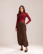 Blusa Manga Longa Tule Ane Burgundy