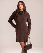 Vestido Tricô Golão Mousse Marrom Café