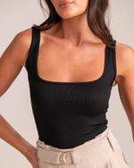 Blusa Regata Canelada Alba Preto