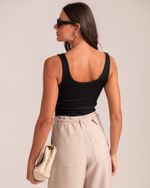 Blusa Regata Canelada Alba Preto