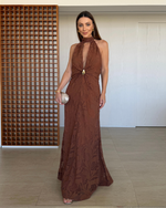 Vestido Longo Magnólia Marrom