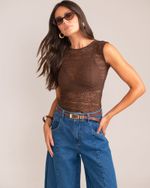 Blusa Renda Selena Marrom