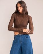 Blusa Renda Erika Marrom