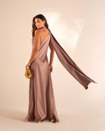 Vestido Longo Acetinado Ane Fendi