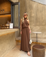 Vestido Longo Paola Marrom Café