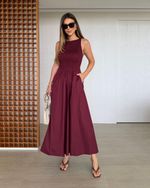 Vestido Midi Charlotte Lastex Burgundy