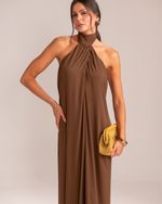 Vestido Longo Paola Marrom Café