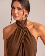 Vestido Longo Paola Marrom Café