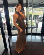 Vestido Longo Paola Marrom Café