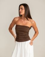 Blusa Sem Alças Mônica Marrom