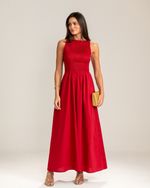 Vestido Midi Charlotte Lastex Vermelho