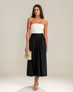 Saia Midi Evasê Preto