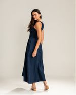 Vestido Midi Charlotte Lastex Azul Marinho