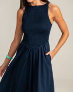 Vestido Midi Charlotte Lastex Azul Marinho