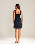 Vestido Curto Linho Guta Azul Marinho